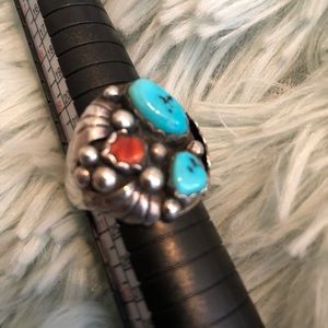 925 silver/turquoise/jasper ring